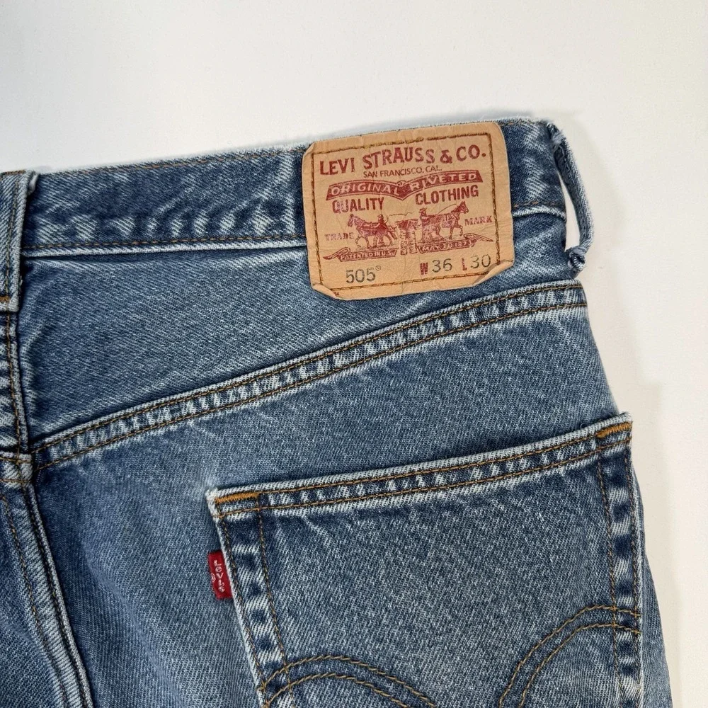 Levi's 505 Regular Fit Jeans Men's 36x30 Blue Denim Straight Leg Cotton Pants
